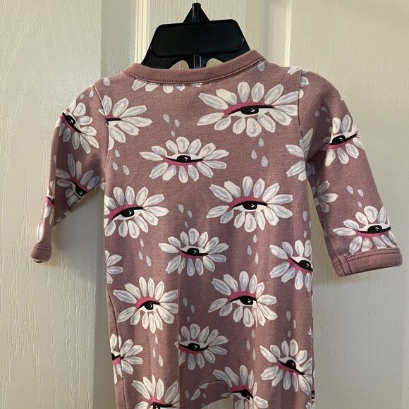 Nordstrom by Cristina Martinez Pink Timber Eye Petals Footie Cotton Size Newborn - Picture 7 of 8